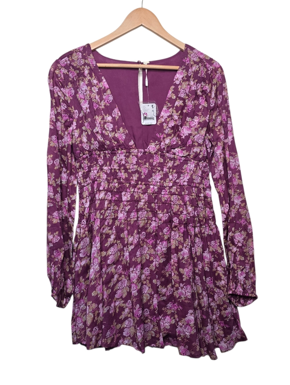 Free People Keep You Berry Combo Purple Floral Fit & Flare Mini Dress